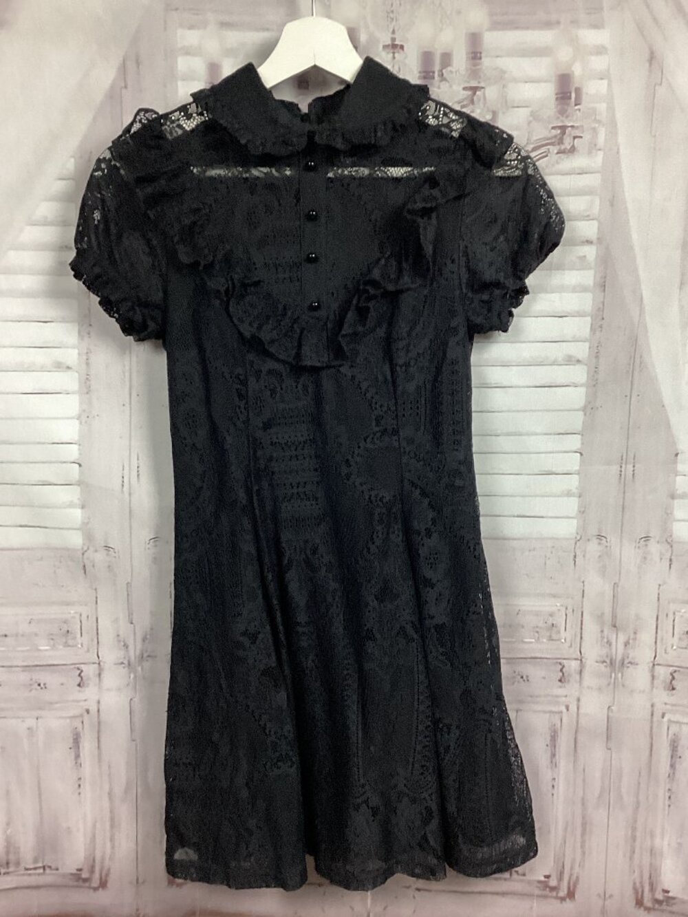 Killstar Black Lace Midi Ruffle Gothic Dress S